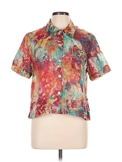 Pre-owned Chico's Short Sleeve Blouse In Teal