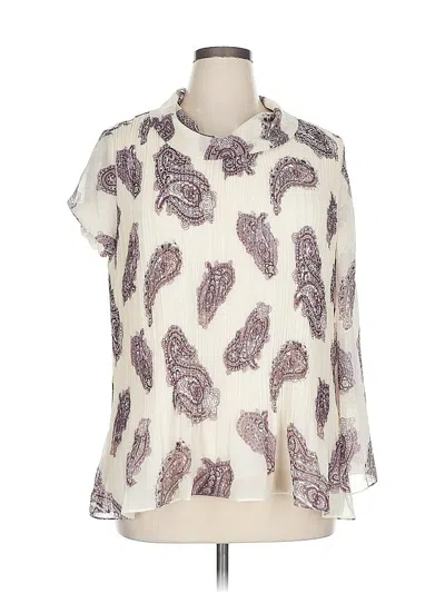 Pre-owned Chico's Short Sleeve Blouse In White