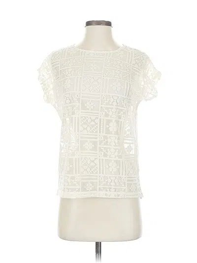 Pre-owned Chico's Short Sleeve Blouse In White