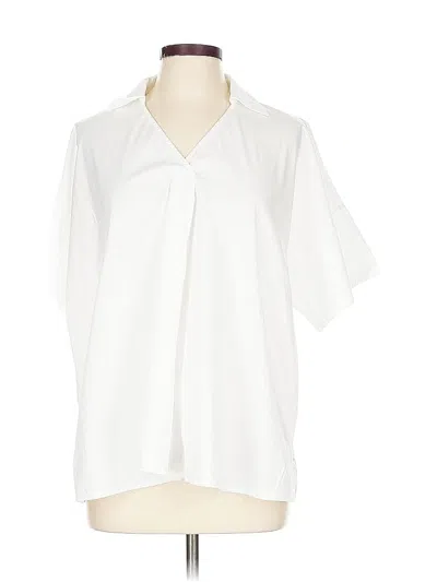 Pre-owned Chico's Short Sleeve Blouse In White