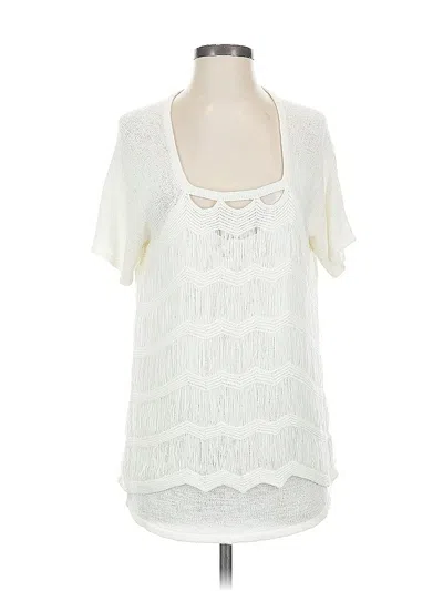 Pre-owned Chico's Short Sleeve Blouse In White
