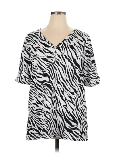 Pre-owned Chico's Short Sleeve Blouse In White