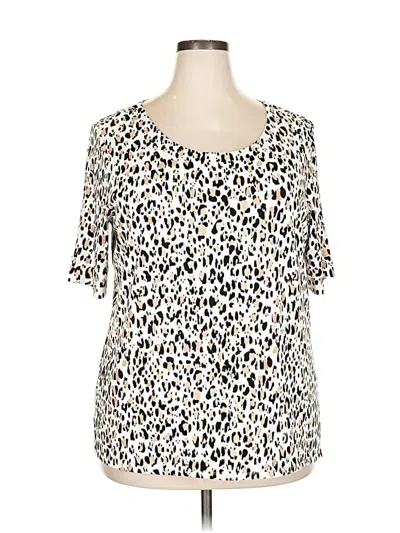 Pre-owned Chico's Short Sleeve Blouse In White