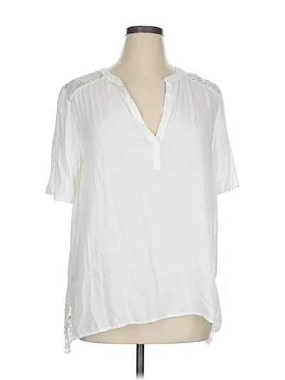 Pre-owned Chico's Short Sleeve Blouse In White
