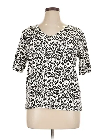 Pre-owned Chico's Short Sleeve Blouse In White