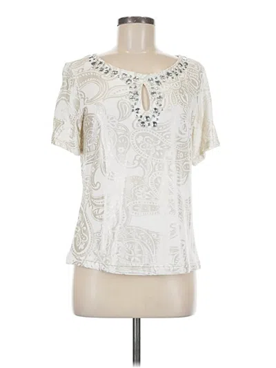 Pre-owned Chico's Short Sleeve Blouse In White