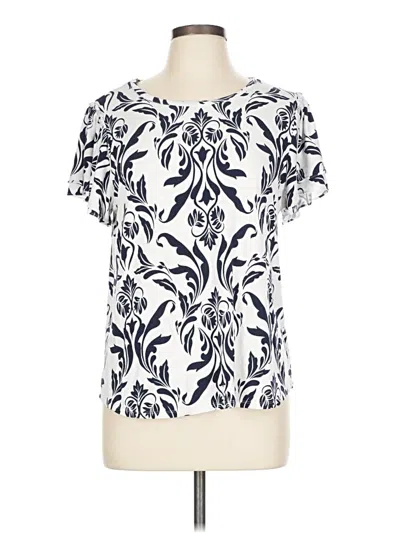 Pre-owned Chico's Short Sleeve Blouse In White