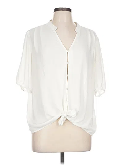 Pre-owned Chico's Short Sleeve Blouse In White