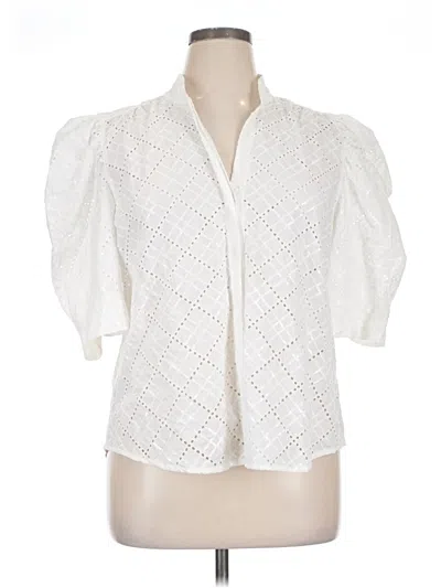 Pre-owned Chico's Short Sleeve Blouse In White