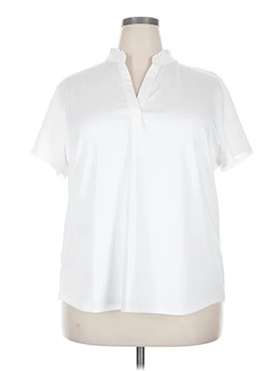 Pre-owned Chico's Short Sleeve Blouse In White