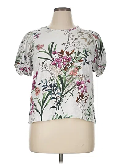Pre-owned Chico's Short Sleeve Blouse In White