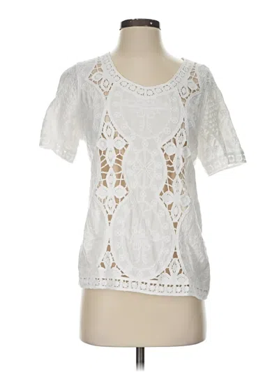 Pre-owned Chico's Short Sleeve Blouse In White