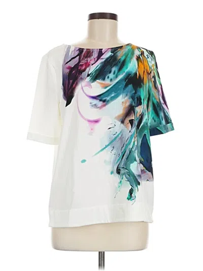 Pre-owned Chico's Short Sleeve Blouse In White