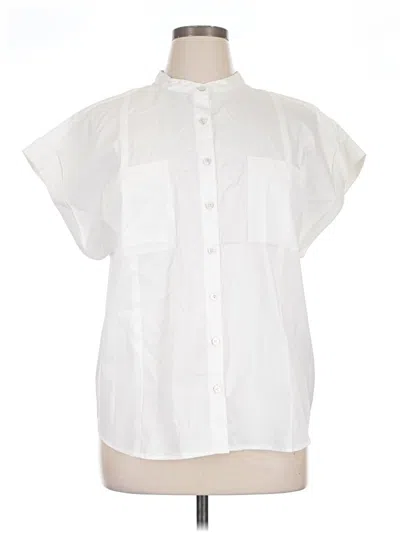 Pre-owned Chico's Short Sleeve Blouse In White