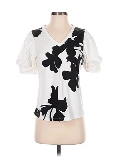 Pre-owned Chico's Short Sleeve Blouse In White