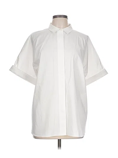 Pre-owned Chico's Short Sleeve Blouse In White