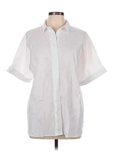Pre-owned Chico's Short Sleeve Blouse In White
