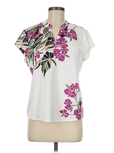 Pre-owned Chico's Short Sleeve Blouse In White