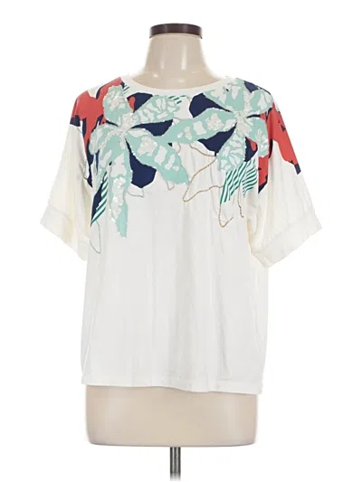 Pre-owned Chico's Short Sleeve Blouse In White