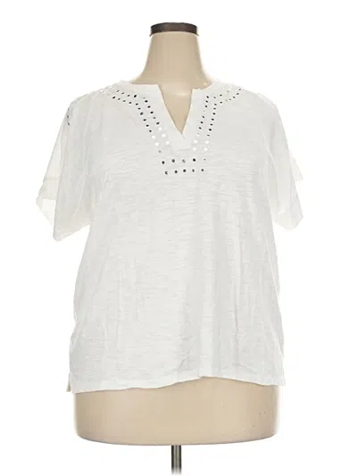 Pre-owned Chico's Short Sleeve Blouse In White