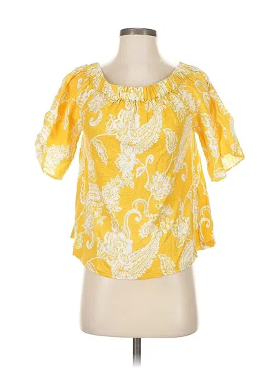 Pre-owned Chico's Short Sleeve Blouse In Yellow