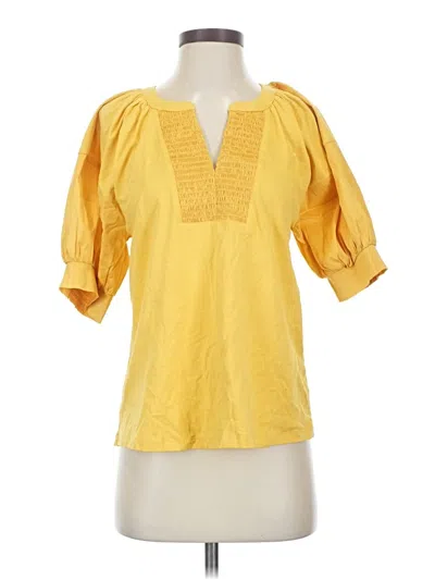 Pre-owned Chico's Short Sleeve Blouse In Yellow