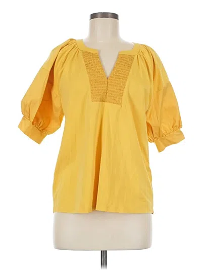 Pre-owned Chico's Short Sleeve Blouse In Yellow