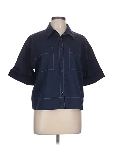 Pre-owned Chico's Short Sleeve Button Down Shirt In Blue