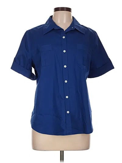 Pre-owned Chico's Short Sleeve Button Down Shirt In Blue