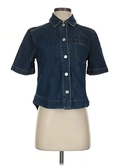 Pre-owned Chico's Short Sleeve Button Down Shirt In Blue