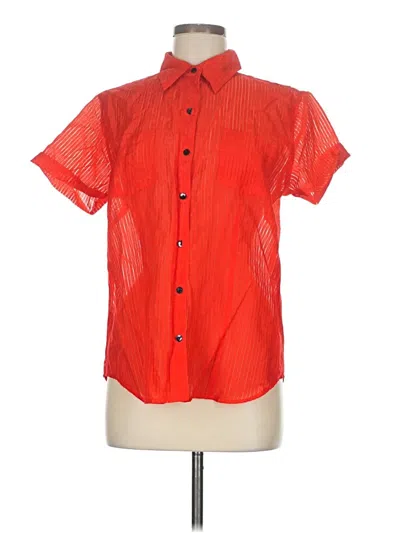 Pre-owned Chico's Short Sleeve Button Down Shirt In Red