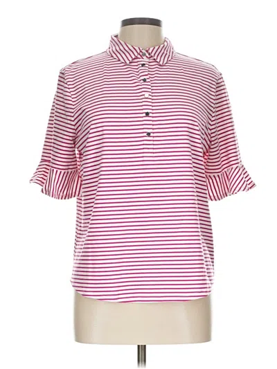 Pre-owned Chico's Short Sleeve Button Down Shirt In Red