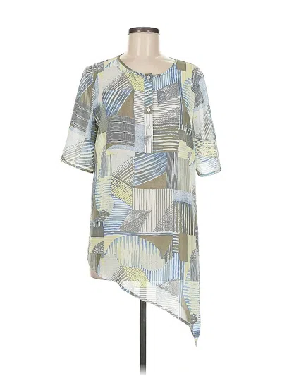 Pre-owned Chico's Short Sleeve Henley Shirt In Blue