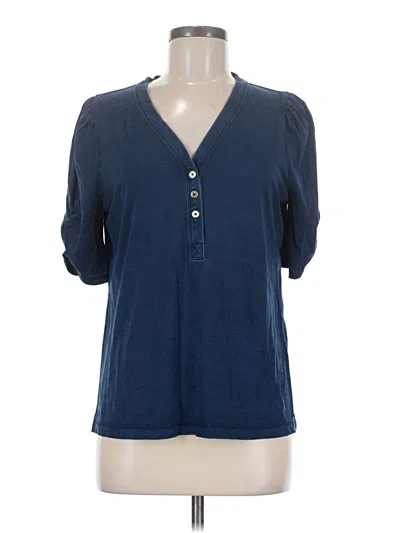 Pre-owned Chico's Short Sleeve Henley Shirt In Blue