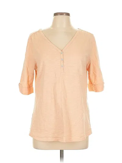Pre-owned Chico's Short Sleeve Henley Shirt In Orange