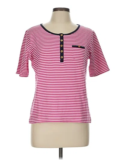 Pre-owned Chico's Short Sleeve Henley Shirt In Pink