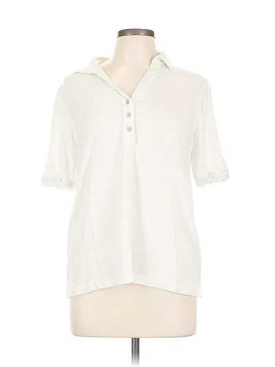 Pre-owned Chico's Short Sleeve Henley Shirt In White