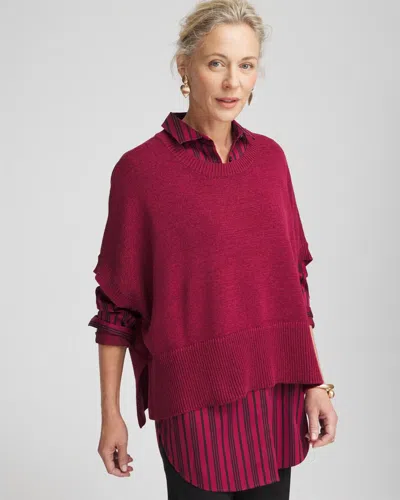 Chico's Short Sleeve Knit Poncho In Purple