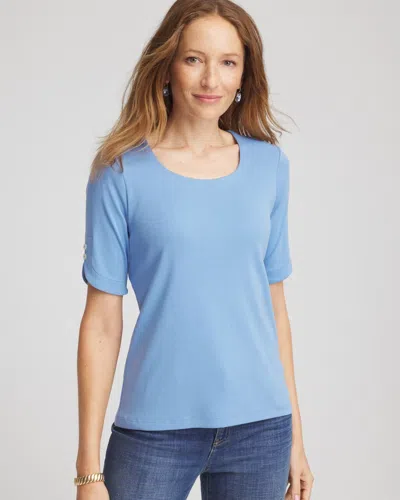 Chico's Short Sleeve Pima Tee In Tidal Blue