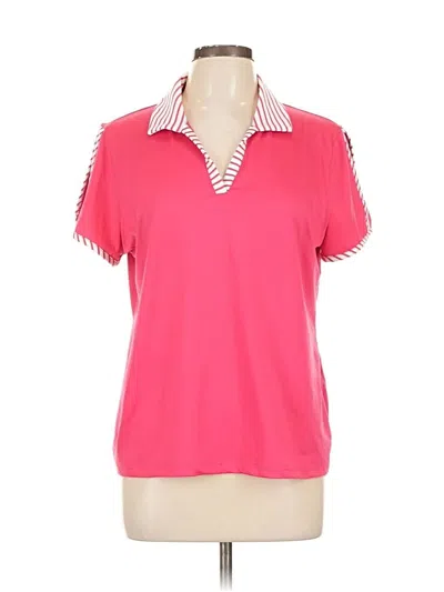 Pre-owned Chico's Short Sleeve Polo Shirt In Pink