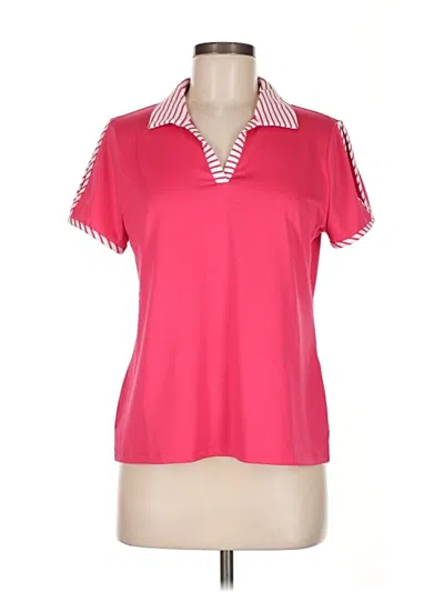 Pre-owned Chico's Short Sleeve Polo Shirt In Pink