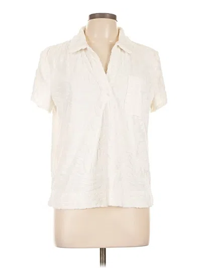 Pre-owned Chico's Short Sleeve Polo Shirt In White