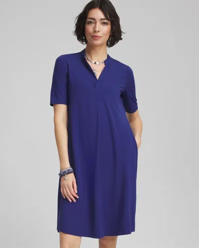 Chico's Short-sleeve Popover Dress In Blue Size 20/22 |  In Blue Casa