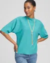 Chico's Short-sleeve Pullover Sweater In Blue Size 4/6 |  In Alpine Blue