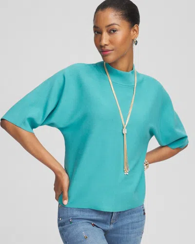 Chico's Short-sleeve Pullover Sweater In Blue Size 4/6 |  In Alpine Blue
