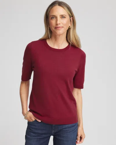 Chico's Short Sleeve Pullover Sweater In Russet Red