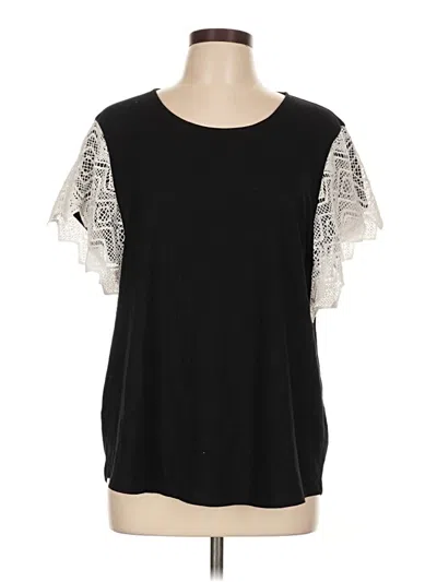 Pre-owned Chico's Short Sleeve Top Black Crew Neck Tops