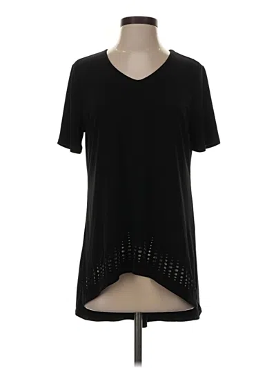 Pre-owned Chico's Short Sleeve Top Black Keyhole Neckline Tops