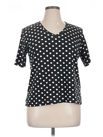 Pre-owned Chico's Short Sleeve Top Black Polka Dots Pattern V-neck Tops