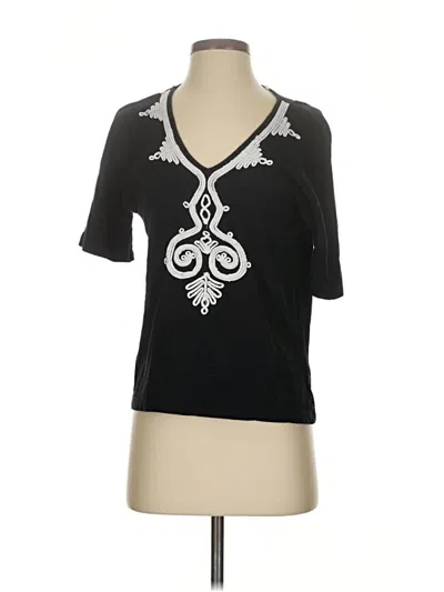 Pre-owned Chico's Short Sleeve Top Black V-neck Tops